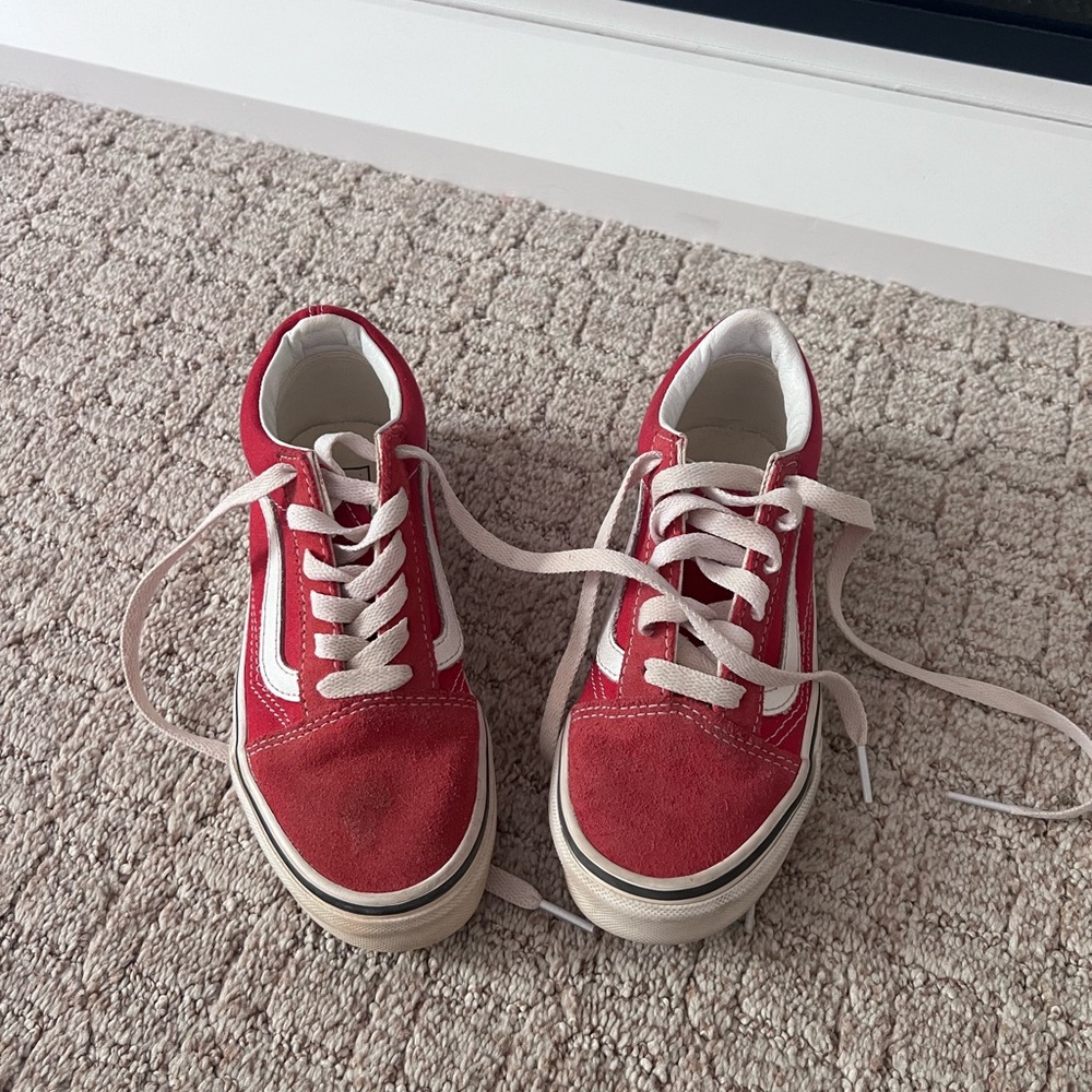 Vans Kids Red and White Sneakers